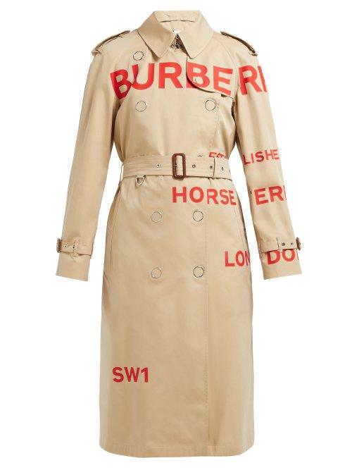 Matchesfashion.com Burberry - Wharbridge Cotton Gabardine Trench Coat - Womens - Beige Multi