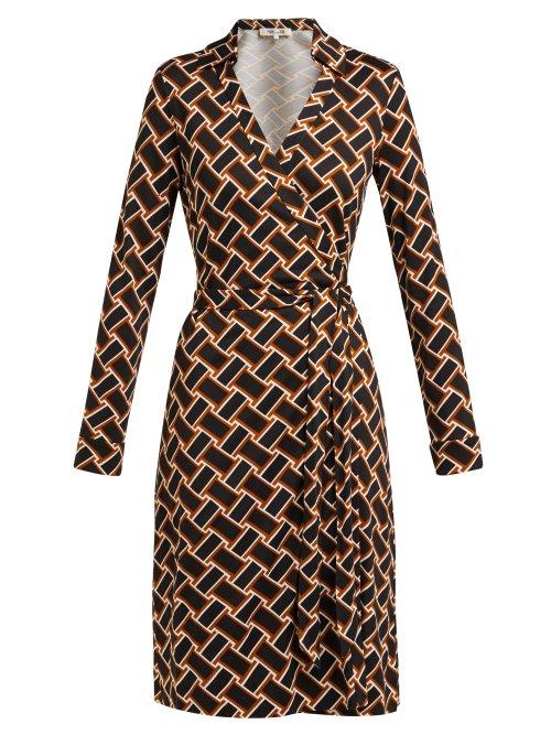 Matchesfashion.com Diane Von Furstenberg - New Jeanne Silk Jersey Dress - Womens - Black Brown