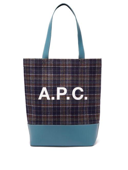 Matchesfashion.com A.p.c. - Axelle Checked Felt Tote Bag - Womens - Blue Multi