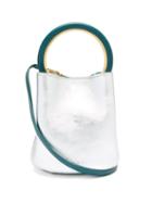 Matchesfashion.com Marni - Pannier Small Metallic-leather Bucket Bag - Womens - Silver
