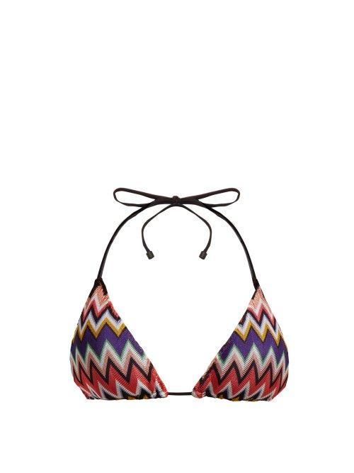 Matchesfashion.com Missoni Mare - Zigzag Padded Mesh Knit Bikini Top - Womens - Multi