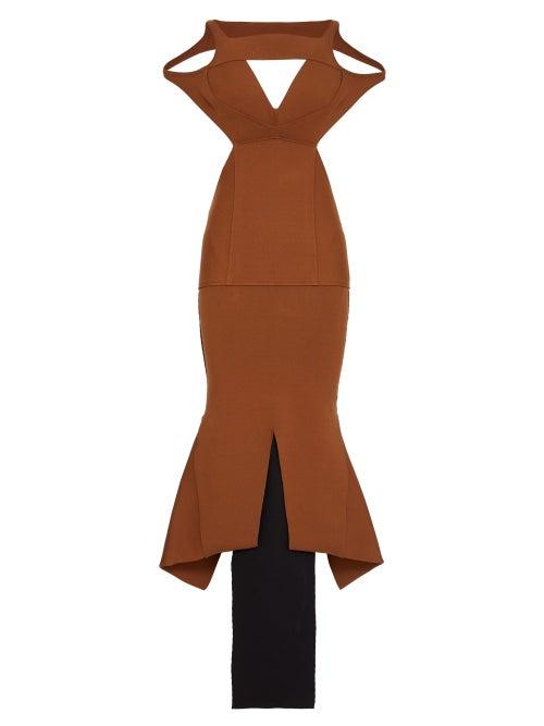Matchesfashion.com Rick Owens - Sling Contrast-hem Jersey Maxi Dress - Womens - Bronze