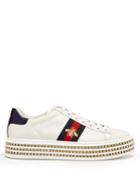 Matchesfashion.com Gucci - New Ace Crystal Embellished Leather Trainers - Womens - White