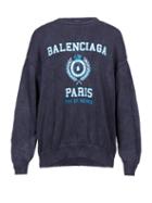 Balenciaga - Paris-logo Cotton-jersey Sweatshirt - Mens - Navy White