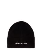 Givenchy - Logo-embroidered Wool Beanie Hat - Womens - Black