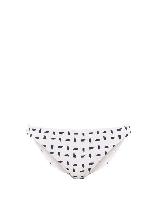 Matchesfashion.com Self-portrait - Abstract-print Bikini Briefs - Womens - White Navy