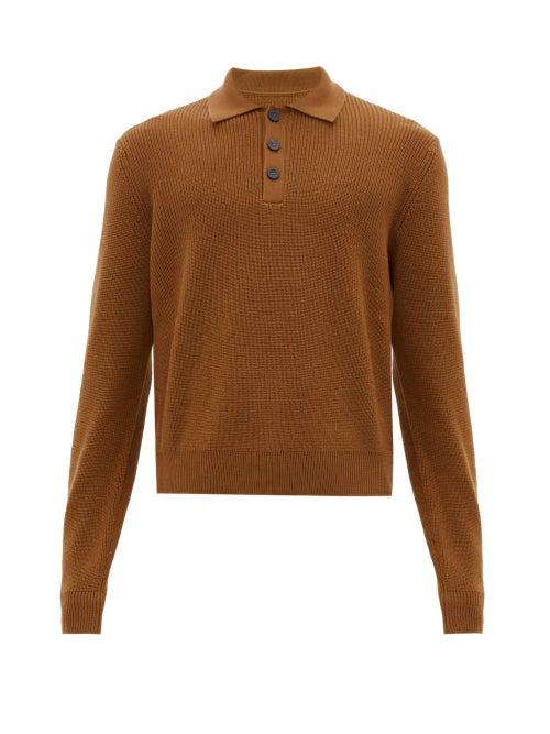 Matchesfashion.com Studio Nicholson - Sazen Merino Wool Polo Shirt - Mens - Dark Orange