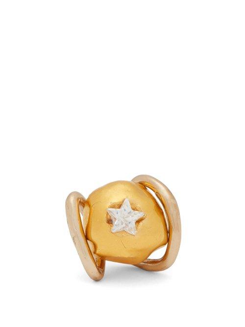 Matchesfashion.com Sonia Boyajian - Abiquiu Polished Bronze & Crystal Ring - Womens - Gold
