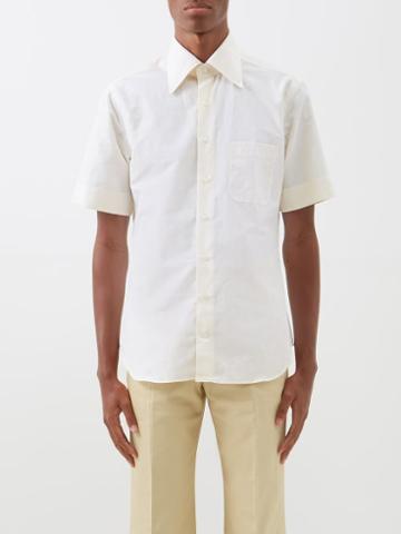 Husbands - Wide-collar Cotton-blend Shirt - Mens - Yellow