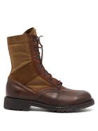 Matchesfashion.com Belstaff - Trooper Leather And Canvas Boots - Mens - Brown Multi