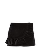 Matchesfashion.com Redvalentino - Ruffled Cotton Blend Velvet Skort - Womens - Black
