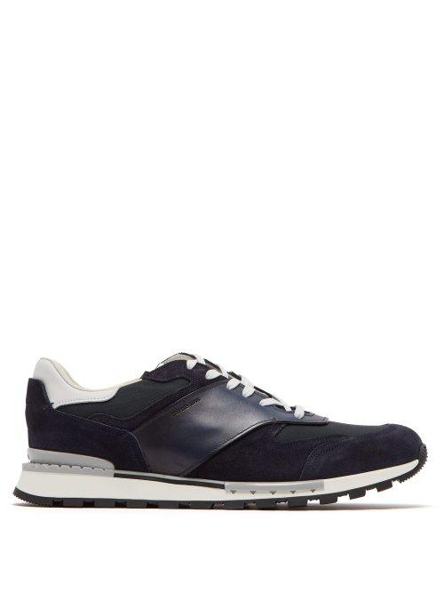 Matchesfashion.com Berluti - Run Track Leather And Suede Trainers - Mens - Navy Multi