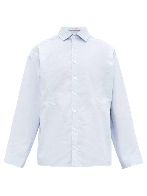 Matchesfashion.com Palmer//harding - Sam Check Jacquard Cotton Piqu Shirt - Mens - Blue