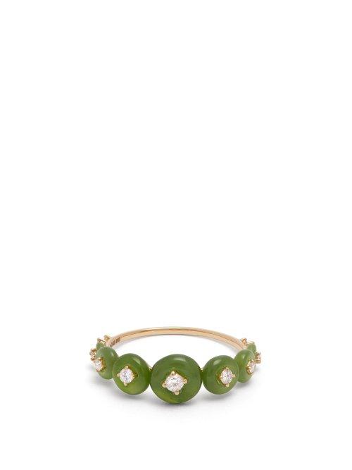 Matchesfashion.com Fernando Jorge - Surrounding Diamond, Jade & 18kt Gold Ring - Womens - Green