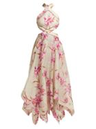 Matchesfashion.com Zimmermann - Corsage Orchid Print Linen Blend Midi Dress - Womens - Pink Print