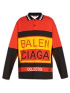 Matchesfashion.com Balenciaga - Long Sleeved Logo Print Cotton Polo Shirt - Mens - Orange