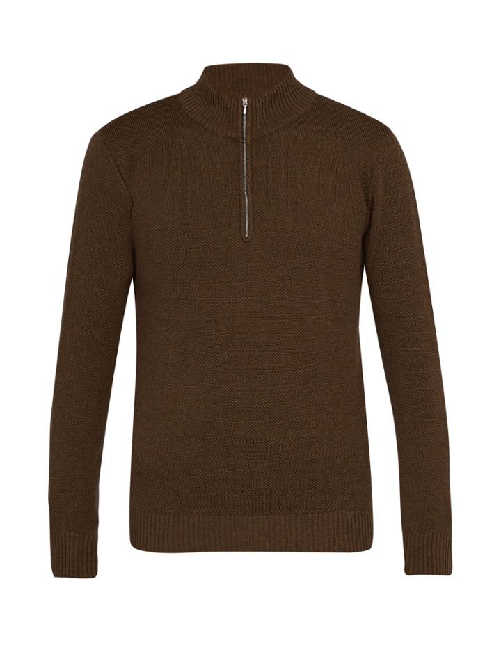 De Bonne Facture Half-zip Wool Sweater