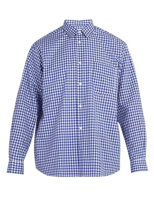 Matchesfashion.com Comme Des Garons Shirt - Forever Point Collar Cotton Gingham Shirt - Mens - Blue