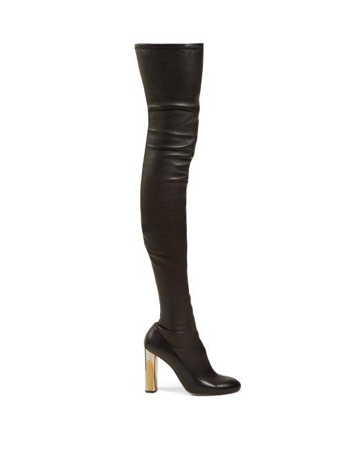Matchesfashion.com Alexander Mcqueen - Over The Knee Leather Boots - Womens - Black
