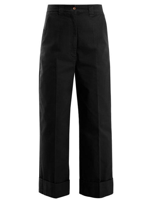 Matchesfashion.com Acne Studios - Madya Wide Leg Cotton Chino Trousers - Womens - Black