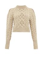 Matchesfashion.com Isabel Marant - Milford Cable Knit Merino Wool Sweater - Womens - Beige