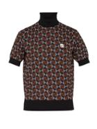 Matchesfashion.com Prada - Roll Neck Geometric Jacquard Knit Sweater - Mens - Black Multi