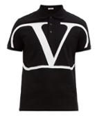 Matchesfashion.com Valentino - V Logo Cotton Piqu Polo Shirt - Mens - Black