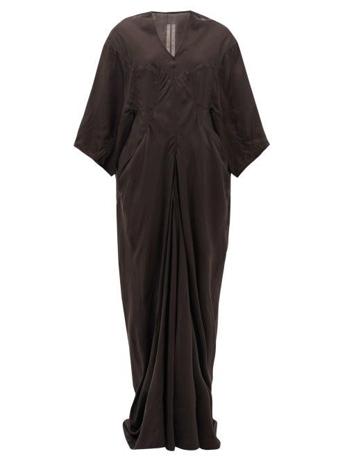 Matchesfashion.com Rick Owens Drkshdw - Larry Wide-sleeve V-neck Taffeta Dress - Womens - Black