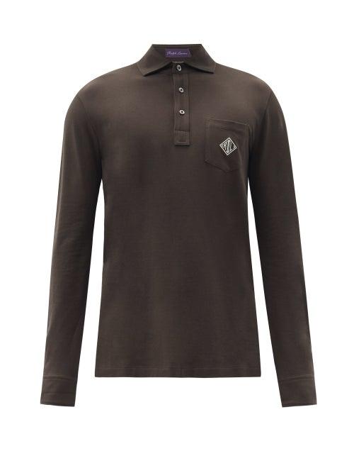 Matchesfashion.com Ralph Lauren Purple Label - Logo-embroidered Cotton-piqu Polo Shirt - Mens - Brown