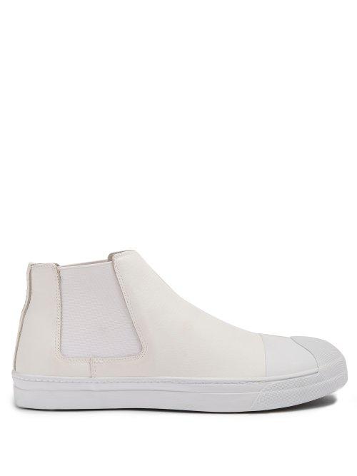 Matchesfashion.com Neil Barrett - High Top Leather Trainers - Mens - White