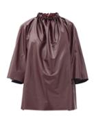 Matchesfashion.com Roksanda - Ava Braided-neck Faux-leather Top - Womens - Burgundy