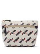 Matchesfashion.com Fendi - Mania Logo Print Leather Pouch - Womens - White Multi