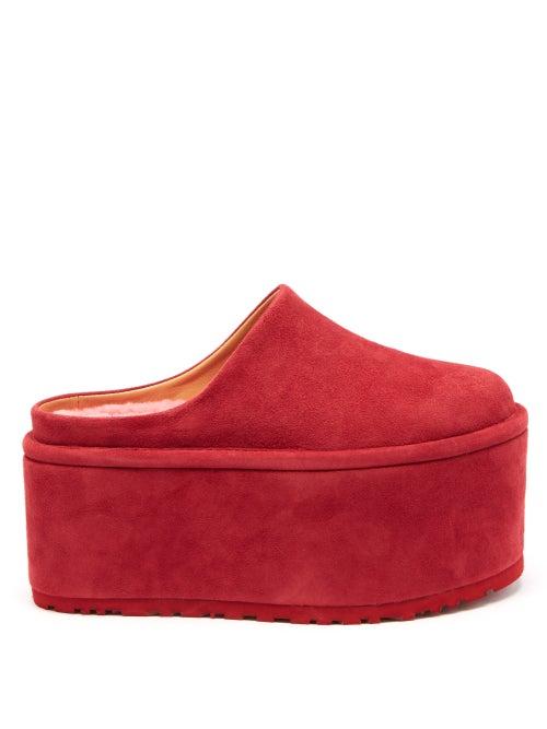 Matchesfashion.com Molly Goddard - X Ugg Suede Platform Mules - Womens - Red