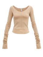 Matchesfashion.com Lemaire - Second Skin Scoop Neck Crepe Knit Sweater - Womens - Beige
