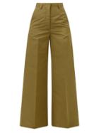 Stella Mccartney - High-rise Wide-leg Trousers - Womens - Khaki