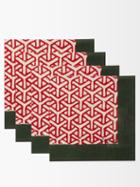Lisa Corti - Set Of Four Vienna Floral-print Cotton Napkins - Womens - Red Multi