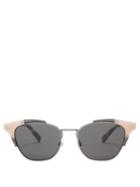 Matchesfashion.com Valentino - Cat Eye Metal And Acetate Sunglasses - Womens - Black Multi