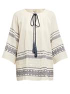 Matchesfashion.com Zeus + Dione - Aegina Embroidered Cotton Blend Blouse - Womens - Ivory Multi