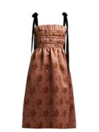 Matchesfashion.com Brock Collection - Dasha Floral Print Satin Dress - Womens - Brown