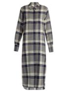 Adam Lippes Long-sleeved Checked Wool Shirtdress