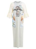 Matchesfashion.com Marine Serre - Lace Trimmed Cotton Dress - Womens - Grey Multi