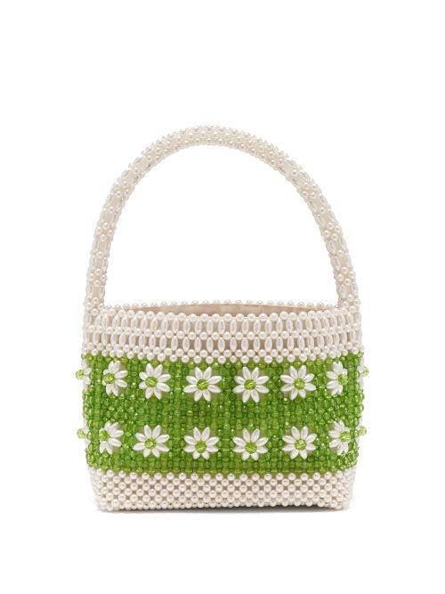 Matchesfashion.com Shrimps - Ida Faux-pearl Floral-beaded Bag - Womens - Green Multi