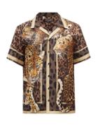 Mens Rtw Dolce & Gabbana - Leopard-print Silk-twill Shirt - Mens - Multi