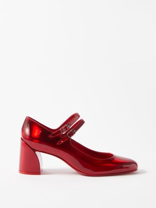 Christian Louboutin - Miss Jane 55 Leather Mary Jane Pumps - Womens - Red Multi