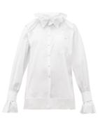 Matchesfashion.com Hillier Bartley - Ruffled Collar Cotton Poplin Shirt - Womens - White