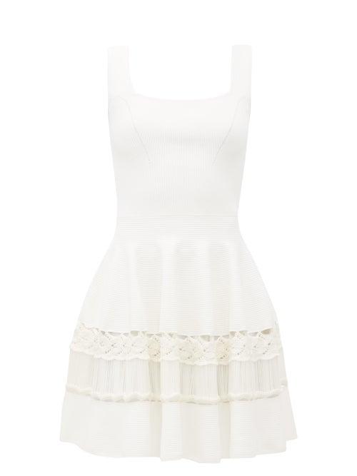 Matchesfashion.com Alexander Mcqueen - Crochet-panelled Rib-knit Mini Dress - Womens - White