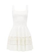 Matchesfashion.com Alexander Mcqueen - Crochet-panelled Rib-knit Mini Dress - Womens - White
