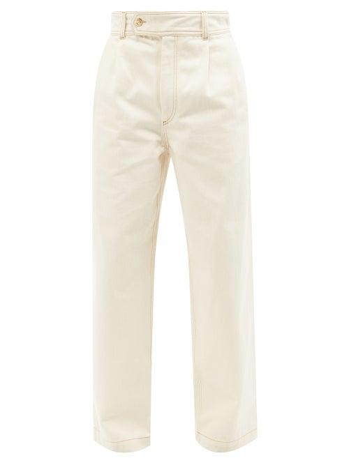 Wales Bonner - Kwaku Leather-patch Denim Jeans - Mens - White