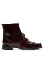 Matchesfashion.com Tod's - Gomma Fringed Patent Leather Ankle Boots - Womens - Dark Red