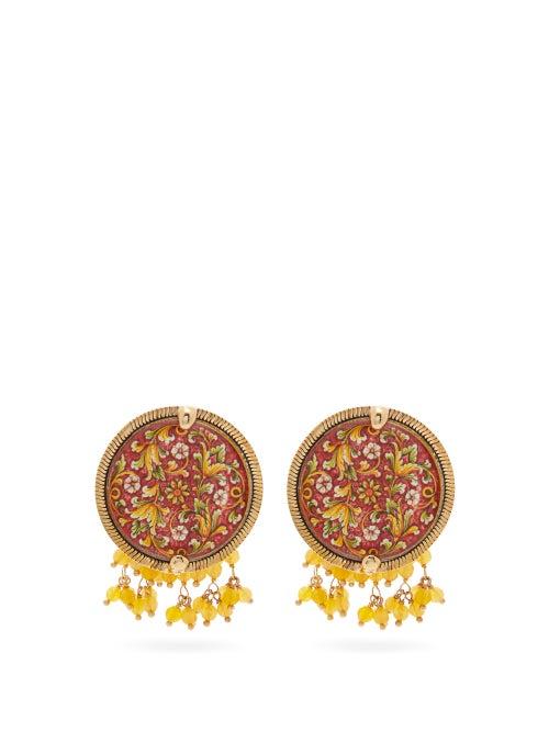 Matchesfashion.com Rosantica By Michela Panero - Sicilia Tile Beaded Clip Earrings - Womens - Red Multi